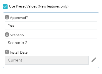 Enter preset values