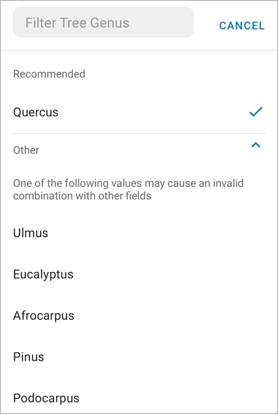 Contingent values list Contingent values list
